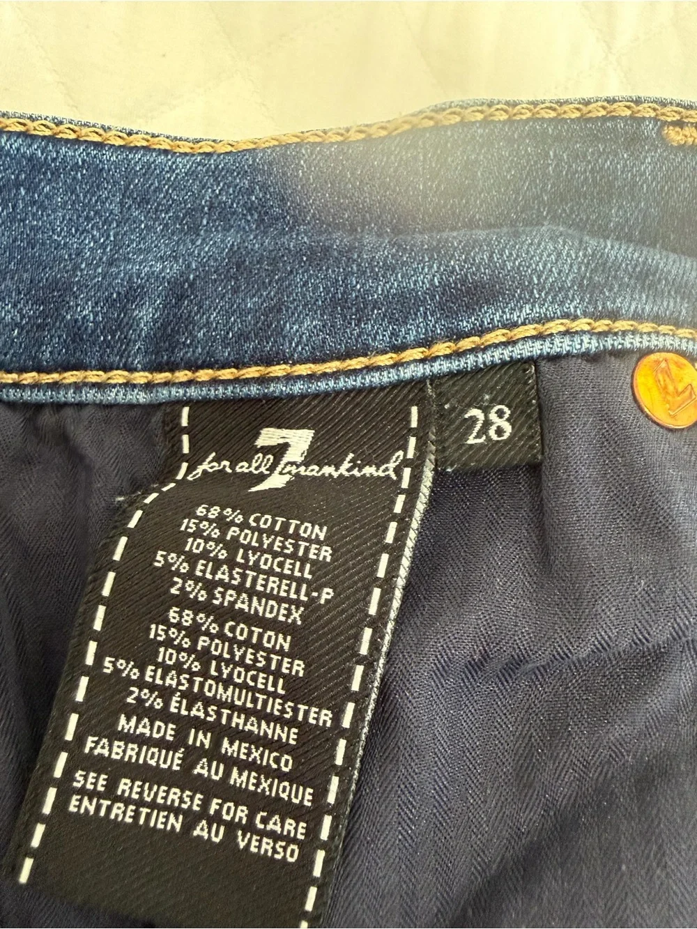 7 For All Mankind Straight Leg Jeans in Dark Blue Denim